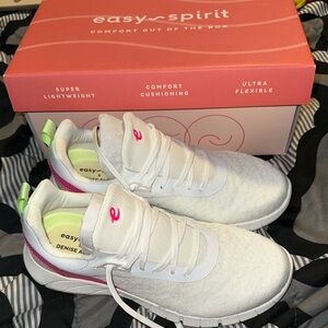 Easy Spirit Women's White and Pink Sneakers